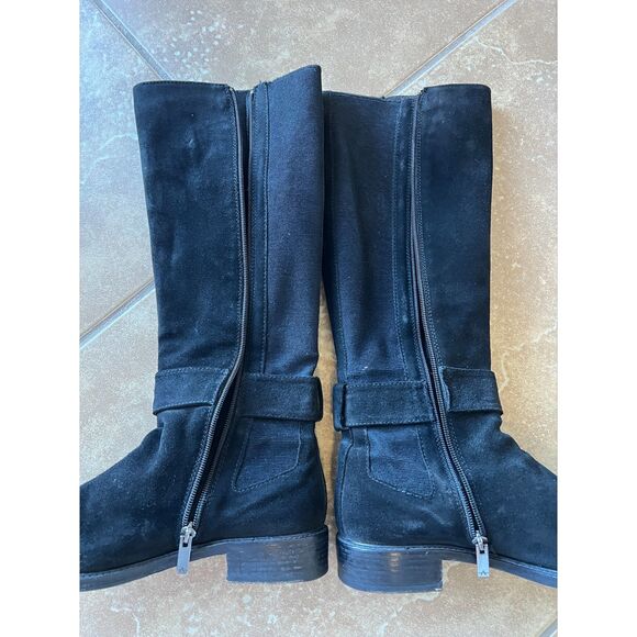 Aquatalia Giada Black Suede Leather Tall Zip Up Riding Boots Women's Size 8.5 - Picture 16 of 16